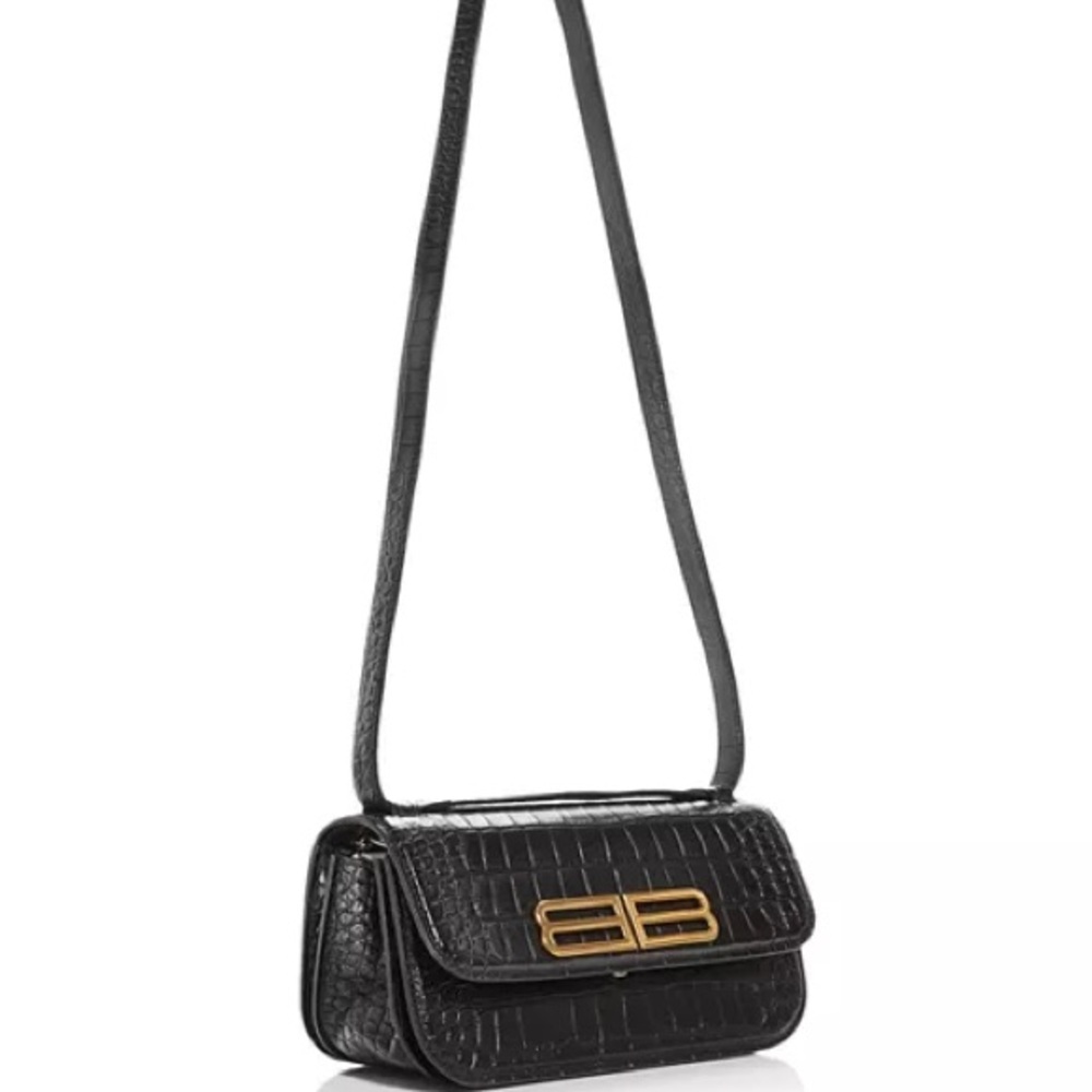 Balenciaga Gossip Small Croc Embossed Leather Shoulder Bag - Picture 2 of 16